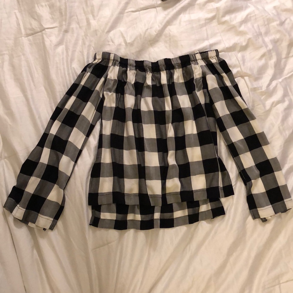 Cloth & Stone XS plaid off the shoulder top